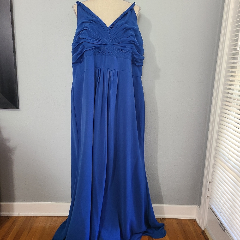 Alfred Angelo Royal Blue V-Neck Chiffon Wedding Gown